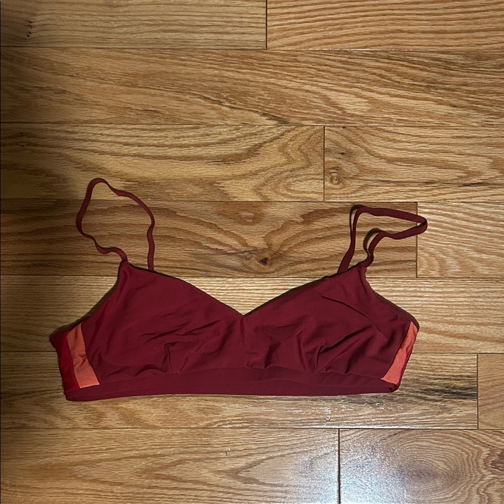 The Upside Burgundy and Coral light sports bra